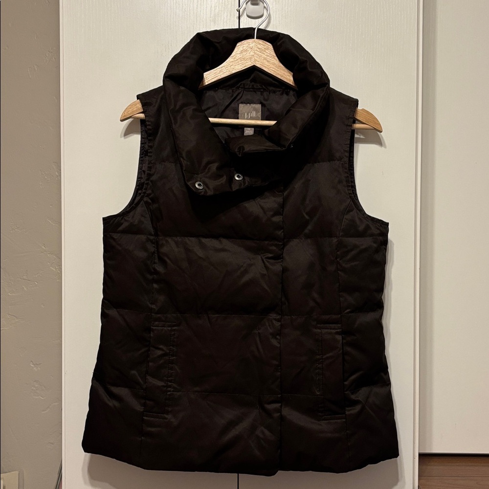 J. Jill Brown Down Puffer Vest Goose Down - XS